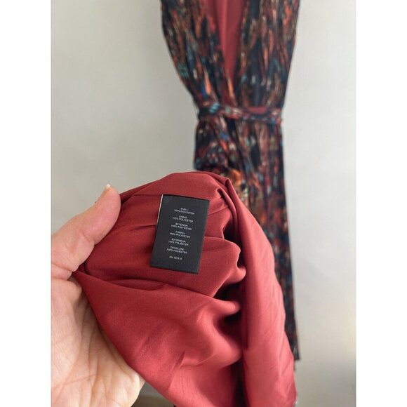 Tahari Tsl Pleated Midi Dress Women's Knee Length Orange Tank Sleeveless 6 - Picture 4 of 5